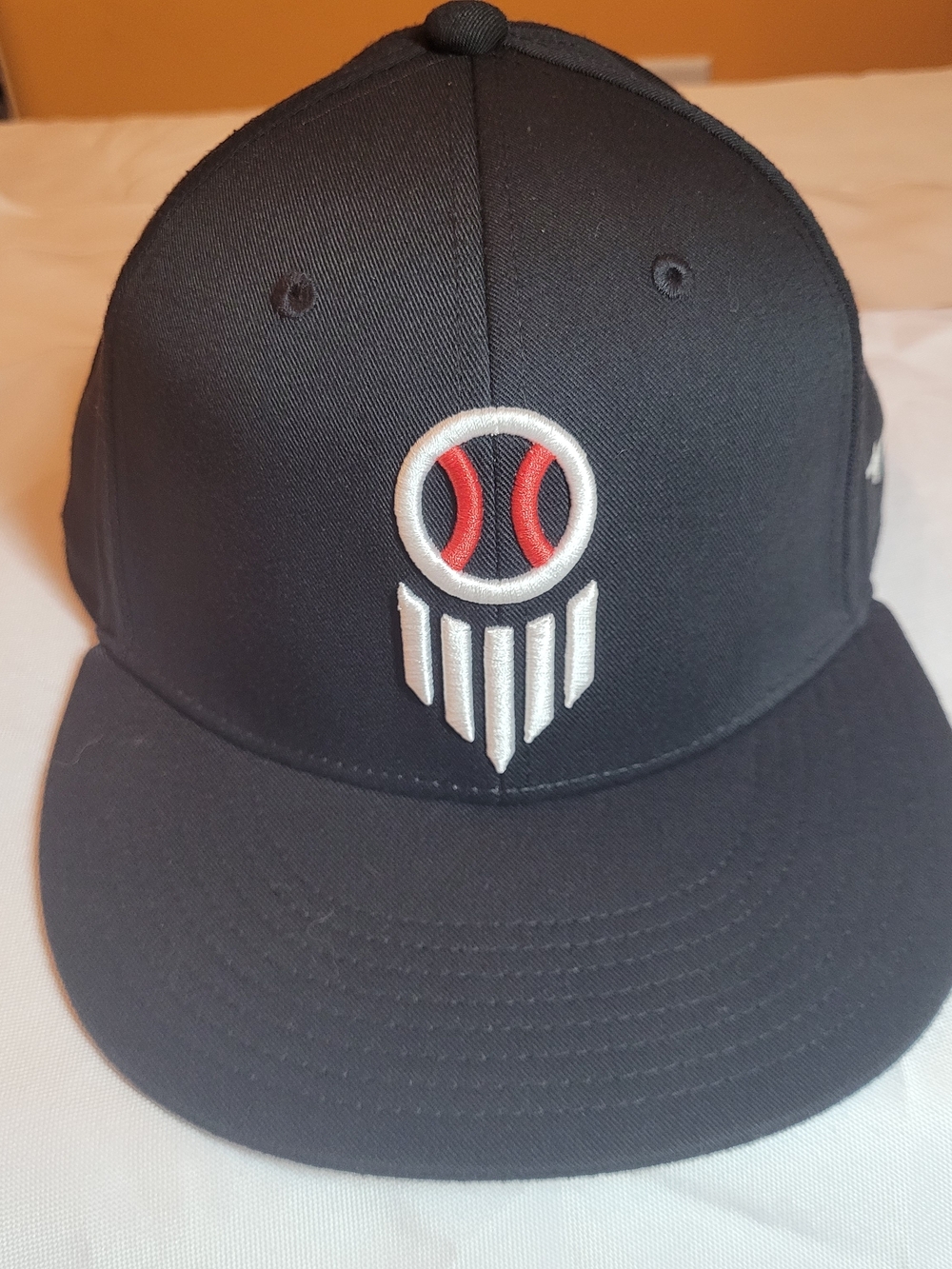 Mizuno Black Hat with White and Red Embroidered Baseball Logo One Size